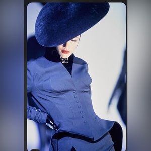 1990’s Thierry Mugler blue skirt suit